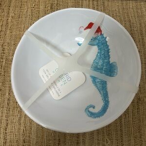Sigrid Olsen Christmas Seahorse Melamine Bowls. Set Of 4. 7 1/2”. Brand New